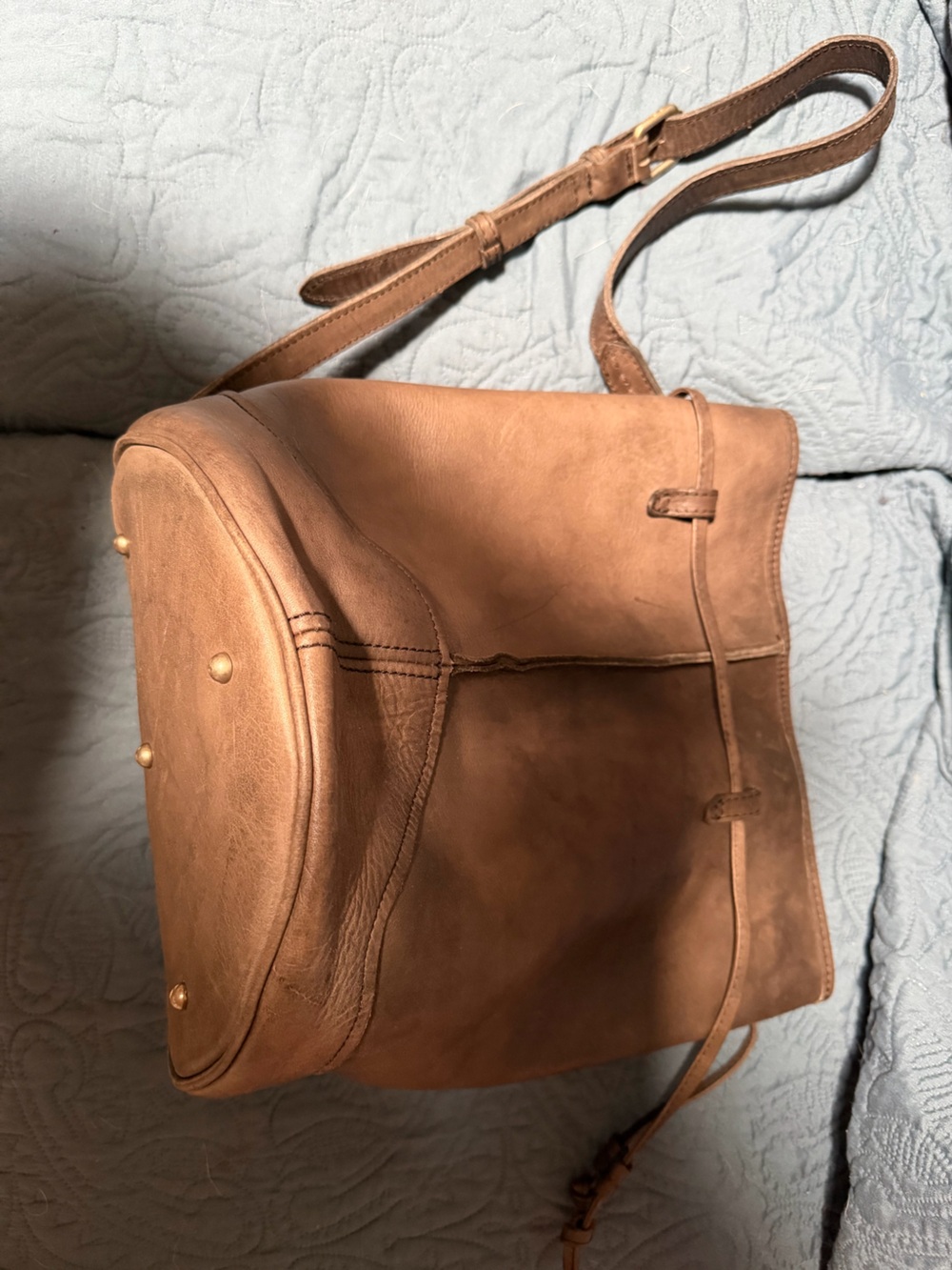Classic Frye backpack Leather Grey blue color